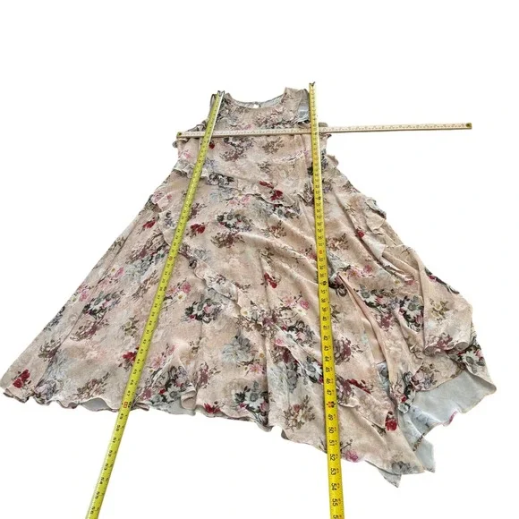 Sundance Floral Maxi XL Boho Fairycore Sleeveless Ruffle Asymmetrical Hem Blush - Picture 5 of 11